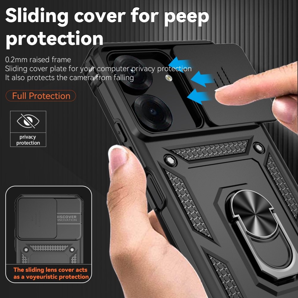 Funda híbrida Ring y Protector Cámara Xiaomi Redmi 13C Negro