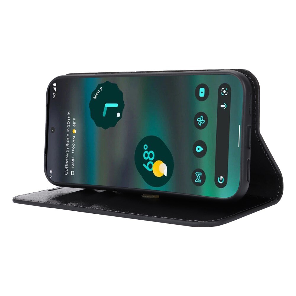 Funda cartera de cuero genuino Google Pixel 8a Negro