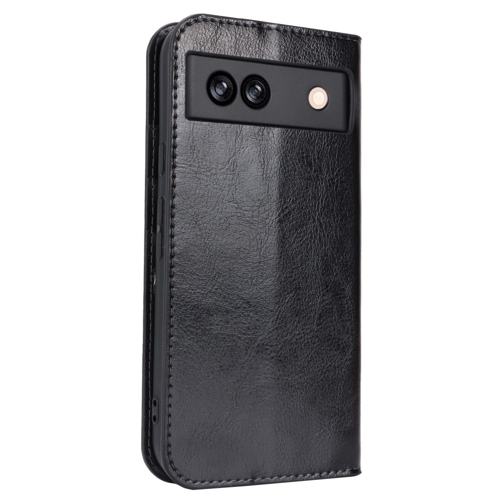 Funda cartera de cuero genuino Google Pixel 8a Negro
