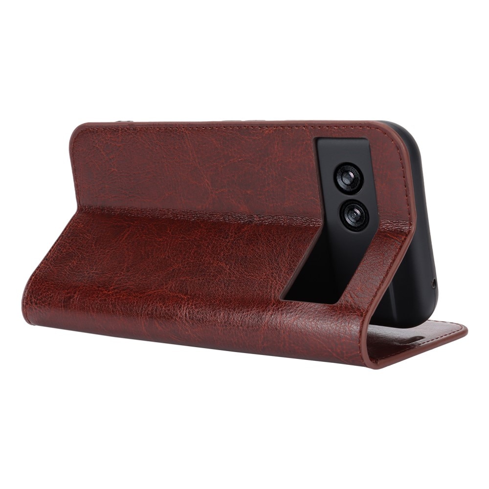 Funda cartera de cuero genuino Google Pixel 8a Marrón oscuro