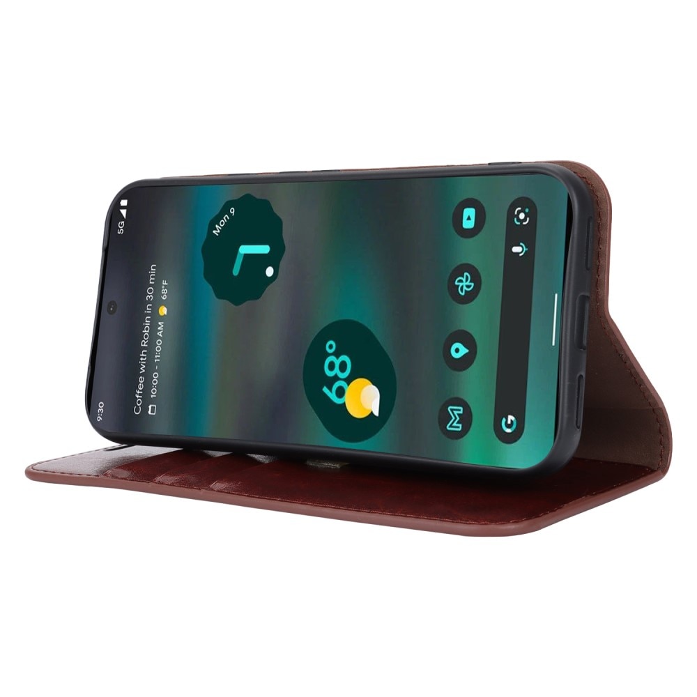 Funda cartera de cuero genuino Google Pixel 8a Marrón oscuro
