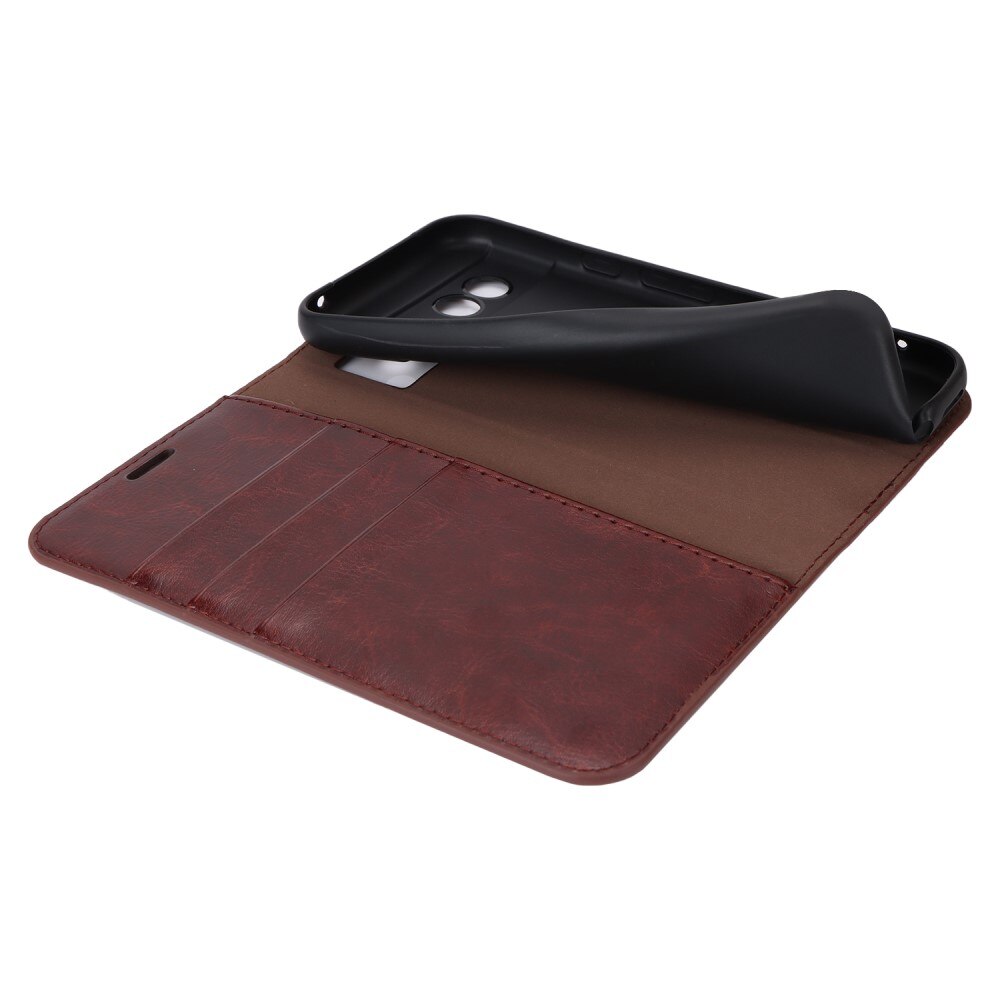 Funda cartera de cuero genuino Google Pixel 8a Marrón oscuro