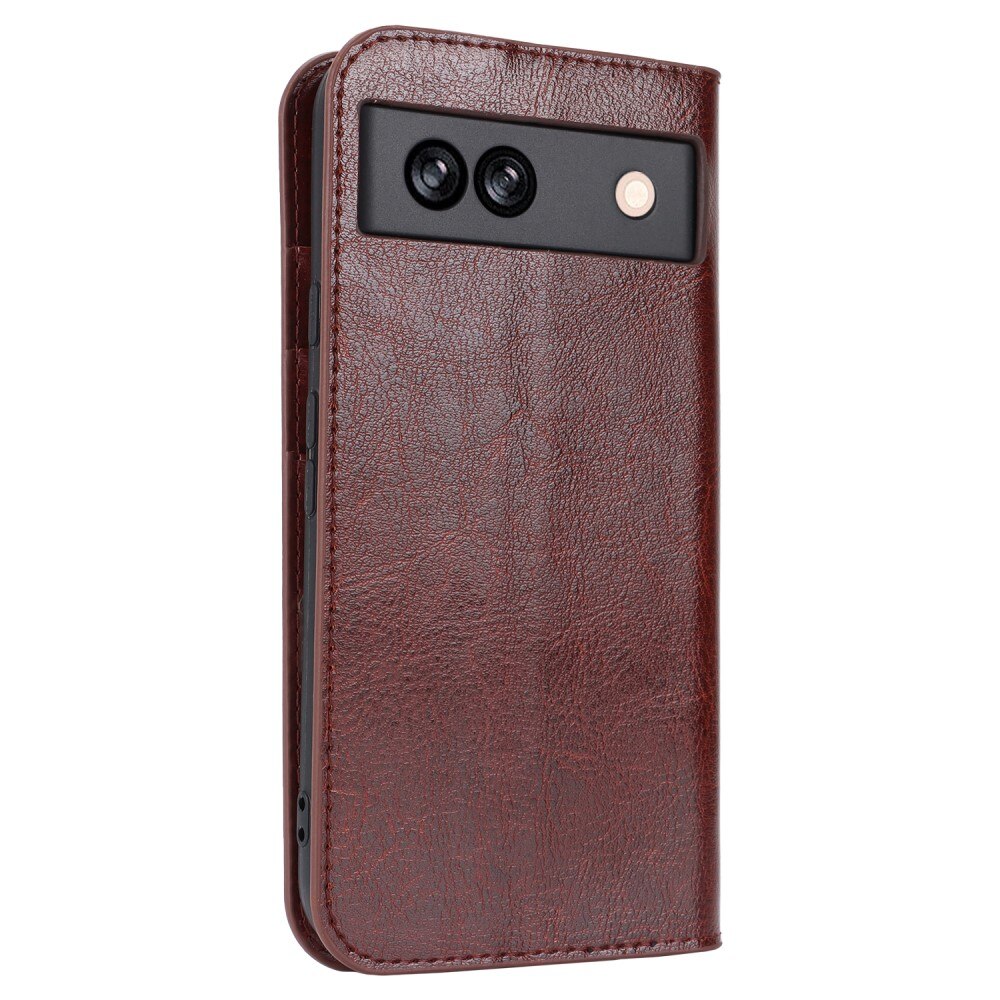 Funda cartera de cuero genuino Google Pixel 8a Marrón oscuro