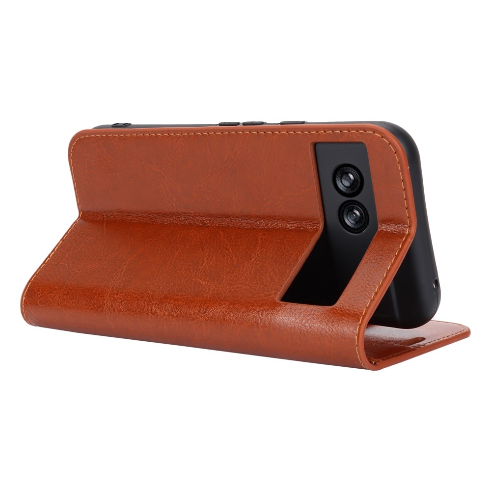 Funda cartera de cuero genuino Google Pixel 8a Marrón