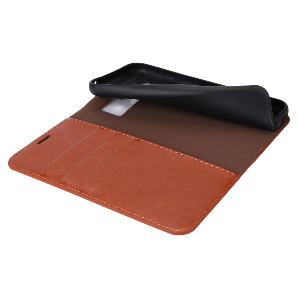 Funda cartera de cuero genuino Google Pixel 8a Marrón