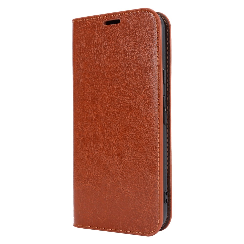 Funda cartera de cuero genuino Google Pixel 8a Marrón