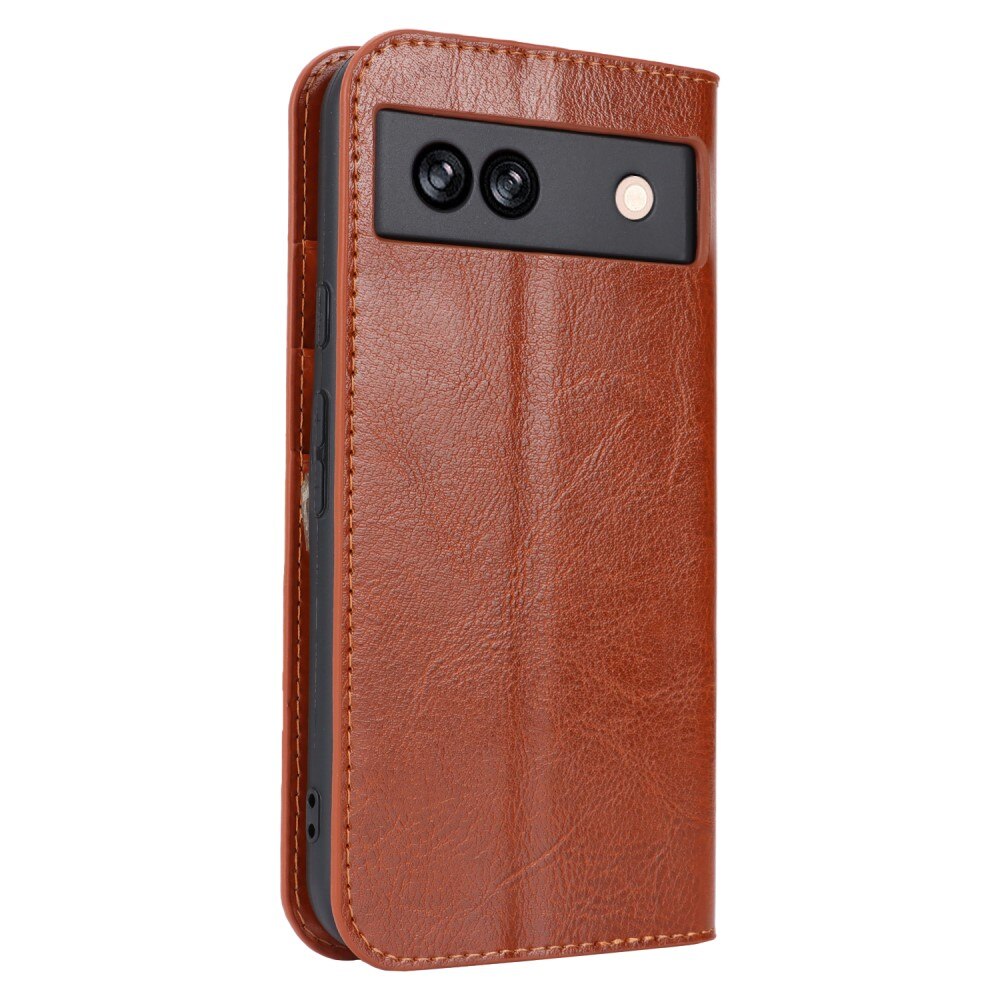 Funda cartera de cuero genuino Google Pixel 8a Marrón