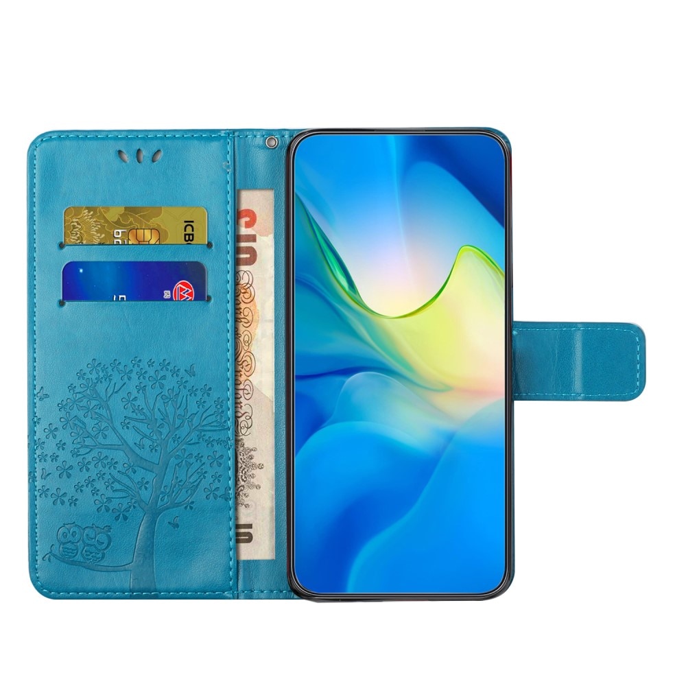 Funda de Cuero con Mariposas Xiaomi Redmi Note 13 4G, Azul
