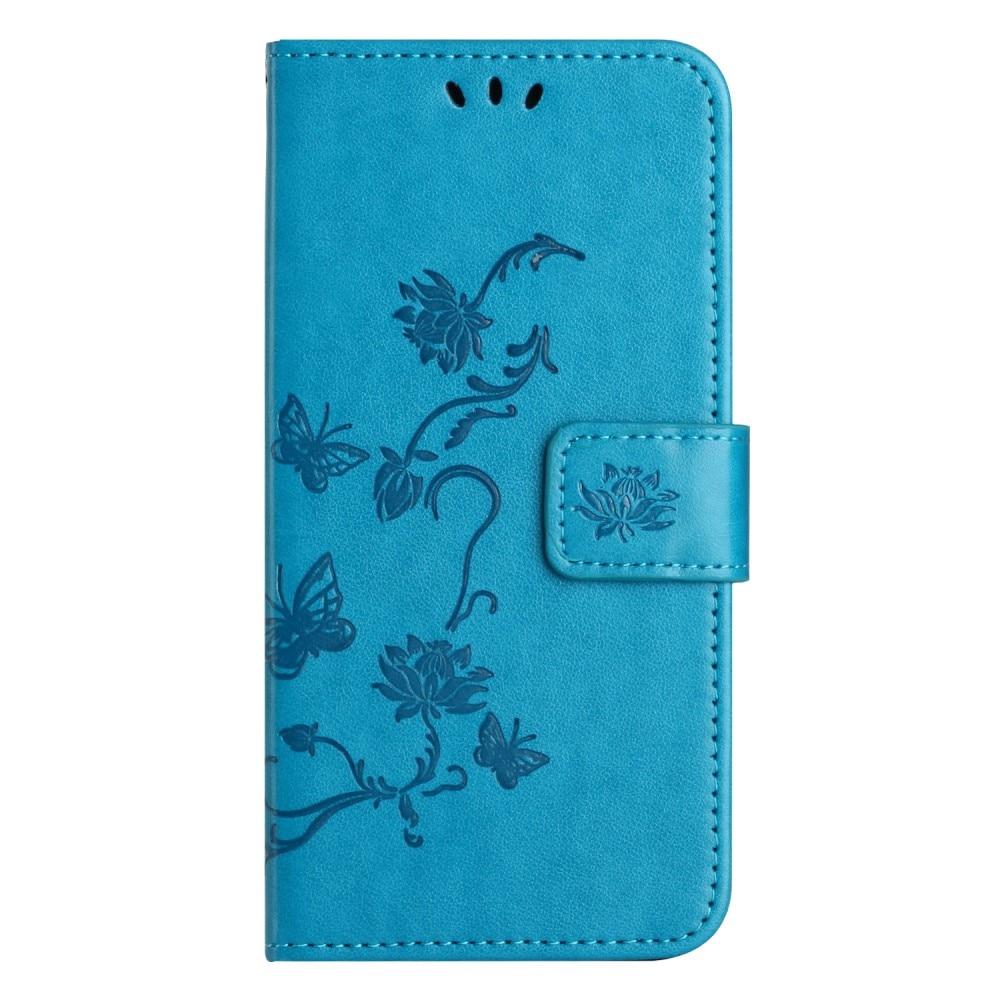 Funda de Cuero con Mariposas Xiaomi Redmi Note 13 4G, azul