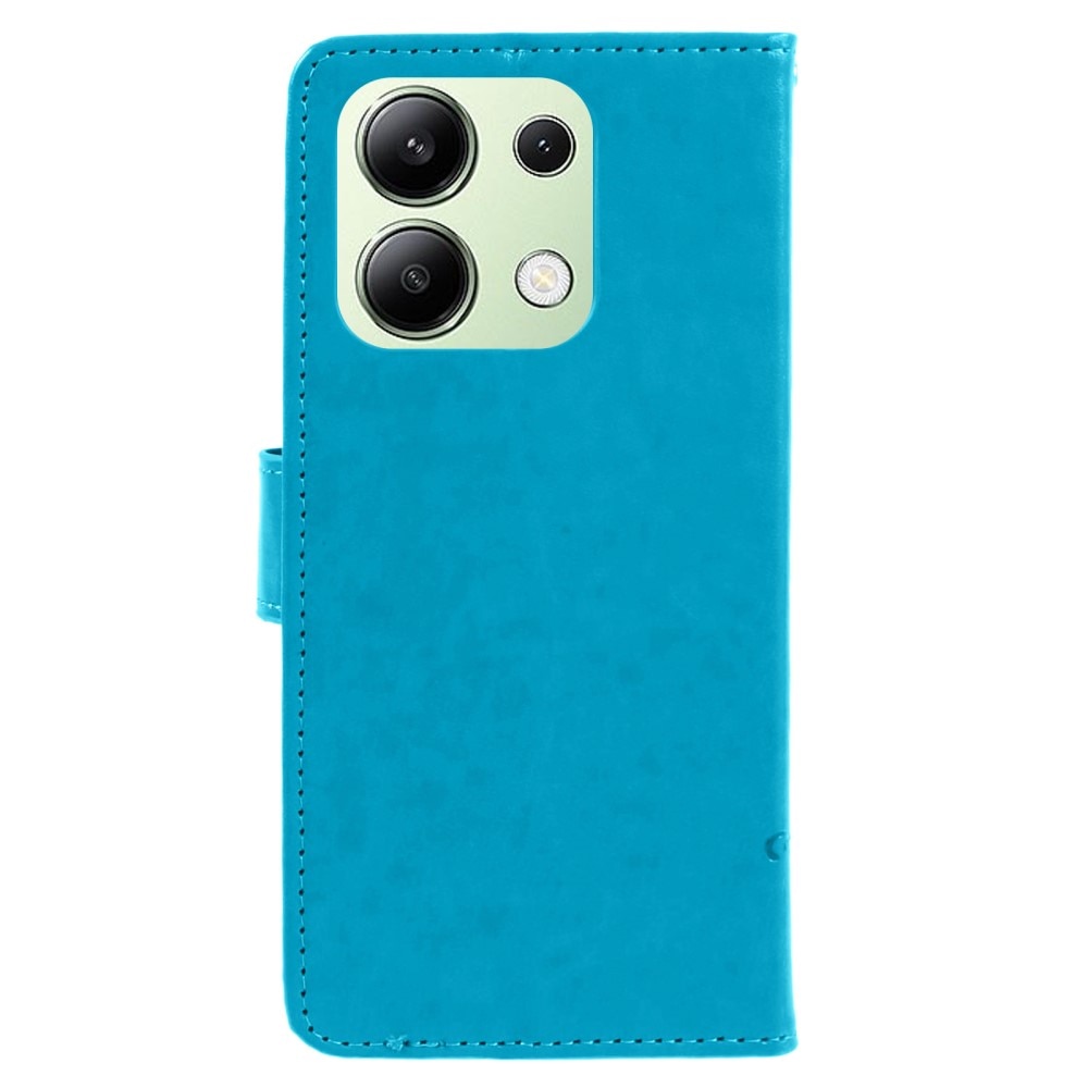 Funda de Cuero con Mariposas Xiaomi Redmi Note 13 4G, azul