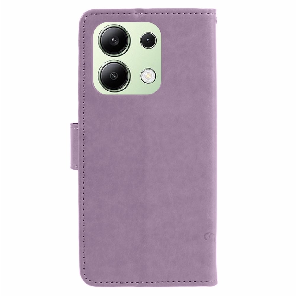Funda de Cuero con Mariposas Xiaomi Redmi Note 13 4G, violeta