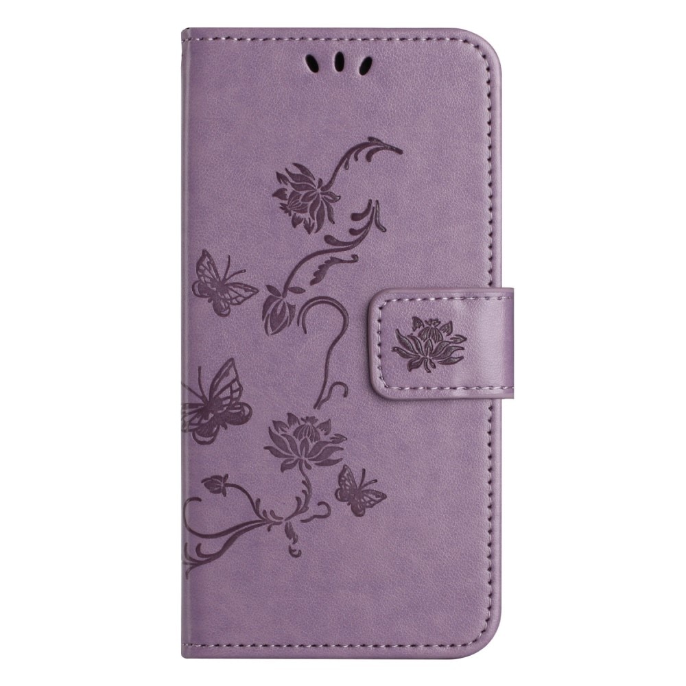 Funda de Cuero con Mariposas Xiaomi Redmi Note 13 4G, violeta