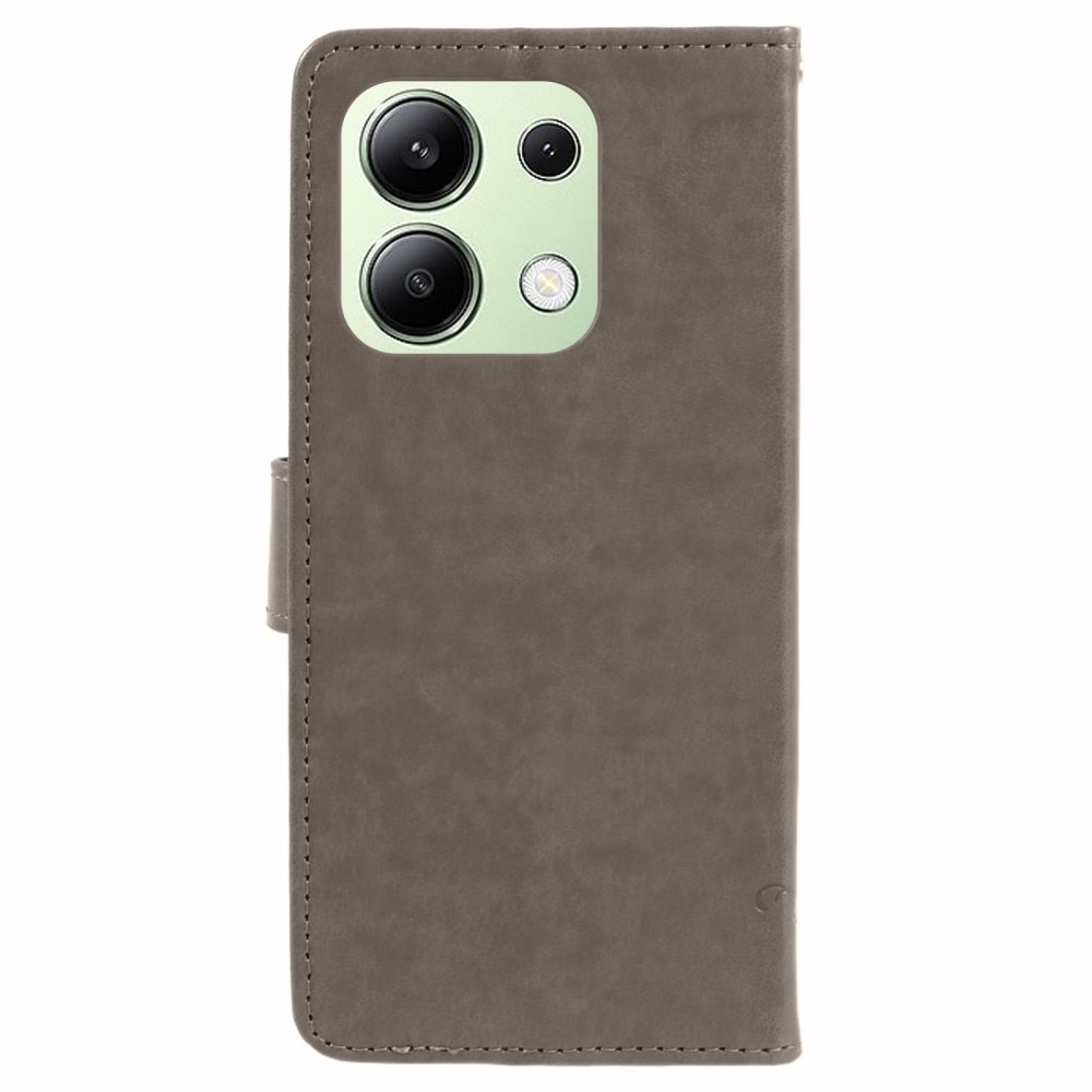 Funda de Cuero con Mariposas Xiaomi Redmi Note 13 4G, Gris