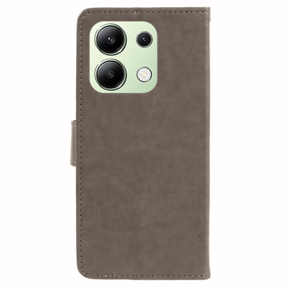 Funda de Cuero con Mariposas Xiaomi Redmi Note 13 4G, gris