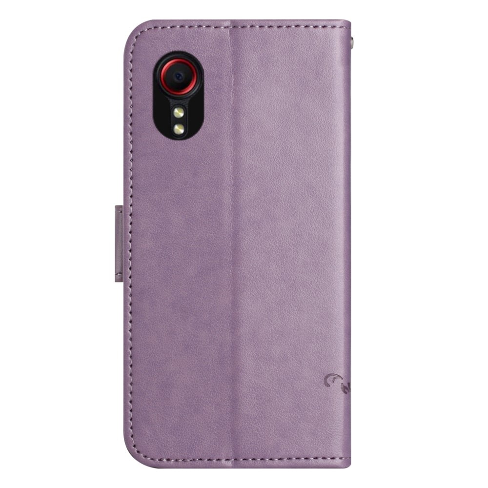 Funda de Cuero con Mariposas Samsung Galaxy Xcover 7, Púrpura