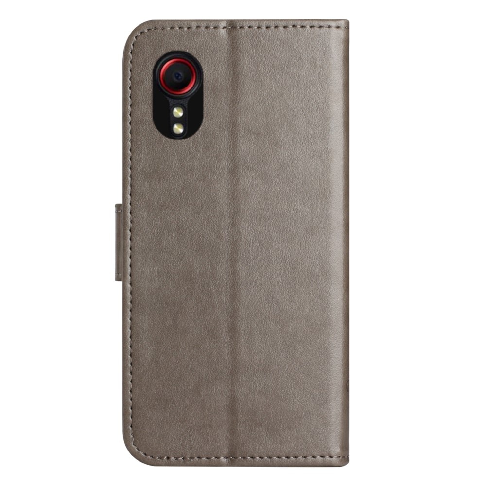 Funda de Cuero con Mariposas Samsung Galaxy Xcover 7, Gris