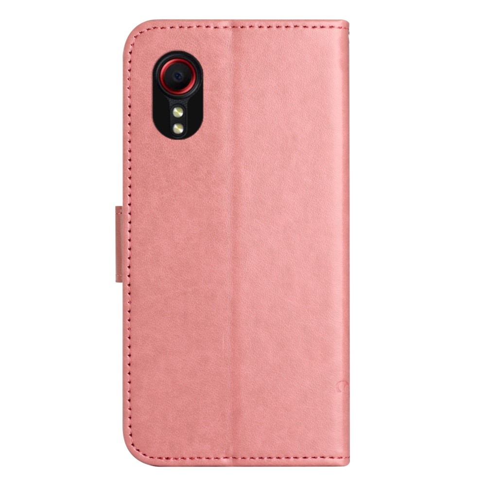 Funda de Cuero con Mariposas Samsung Galaxy Xcover 7, rosado
