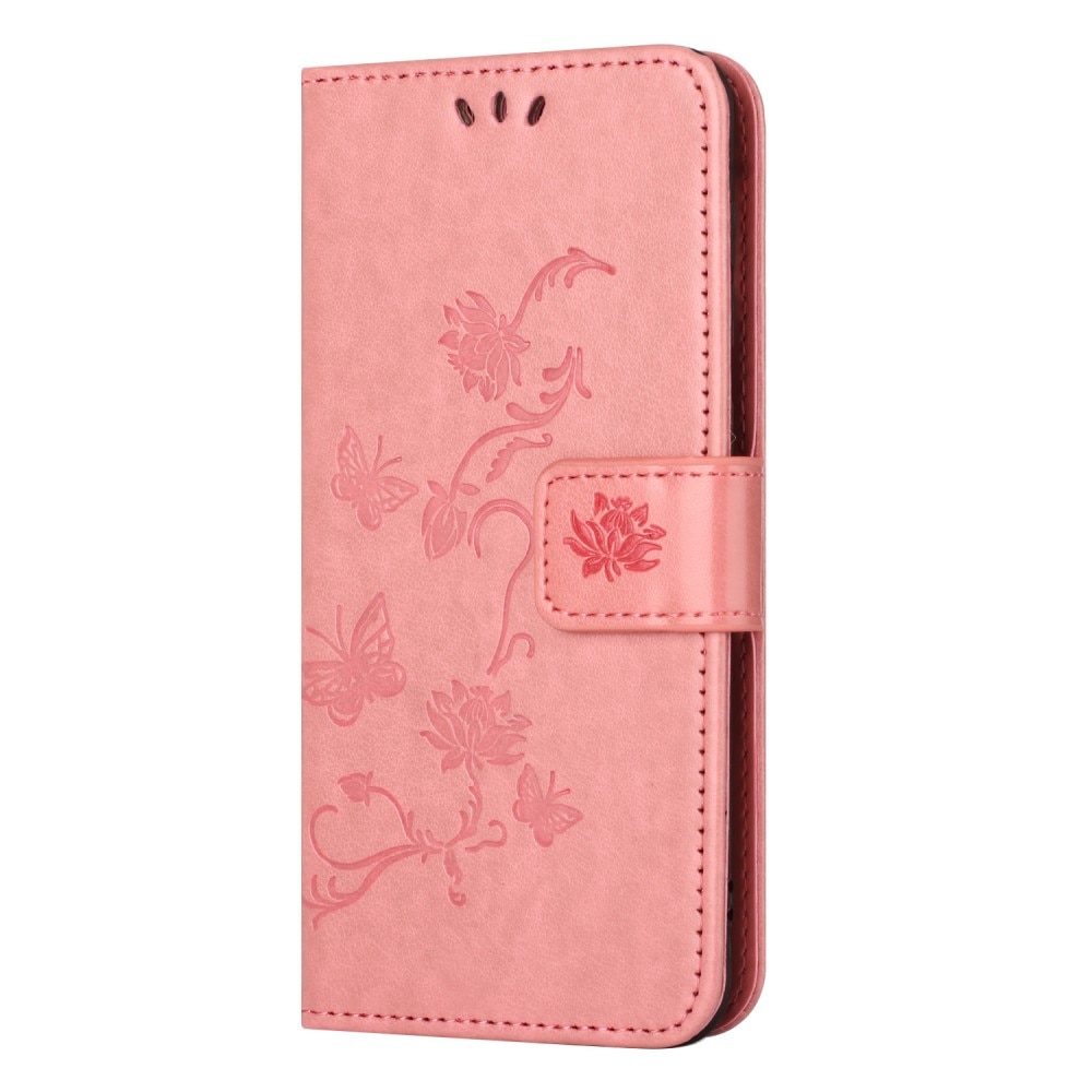 Funda de Cuero con Mariposas Samsung Galaxy Xcover 7, Rosa