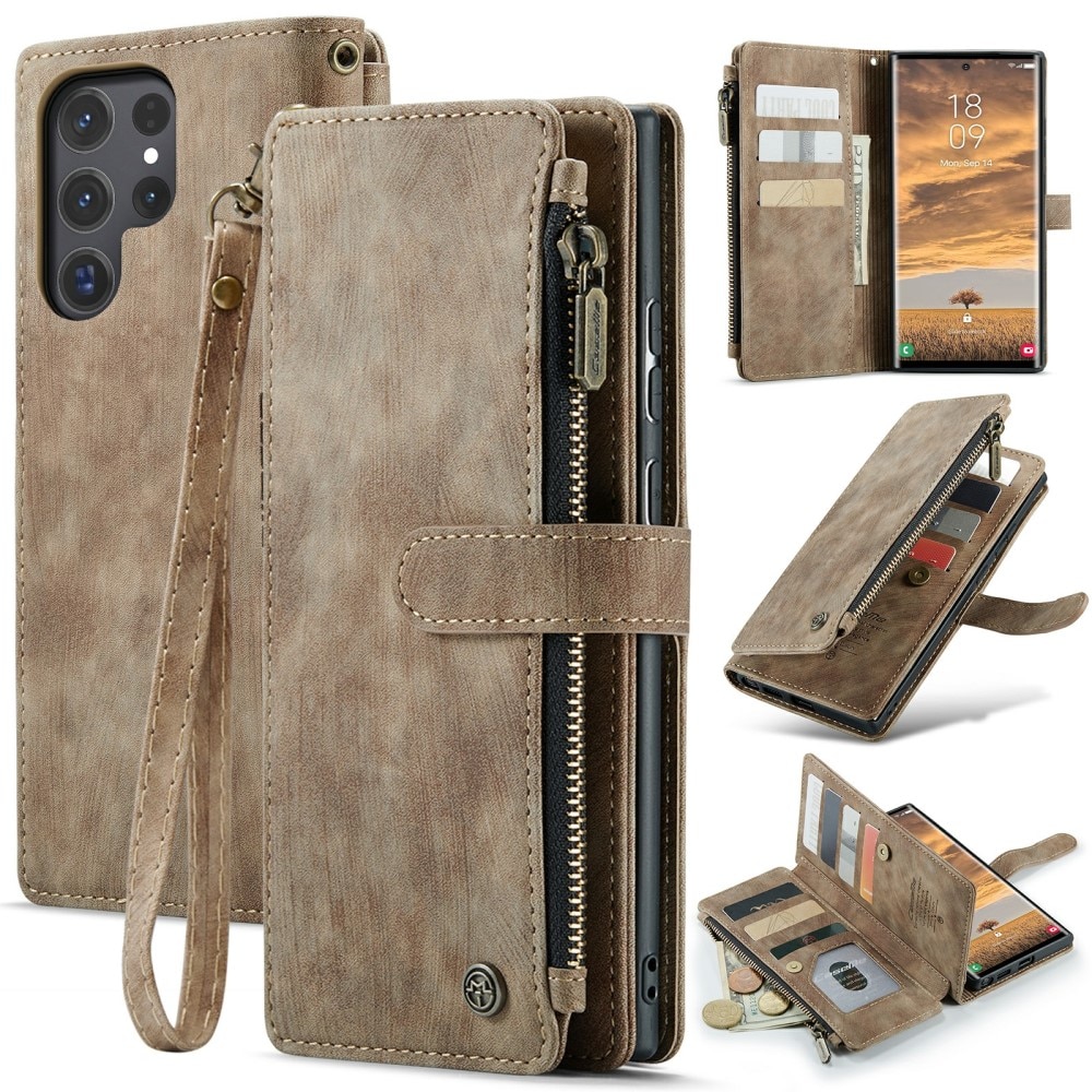 Cartera Zipper Samsung Galaxy S24 Ultra Marrón