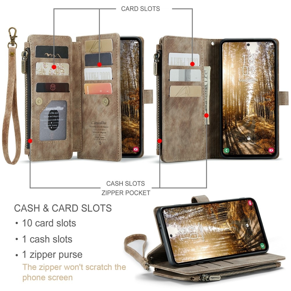Cartera Zipper Samsung Galaxy S24 Plus Marrón