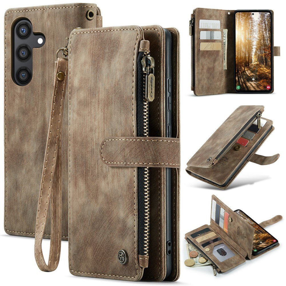 Cartera Zipper Samsung Galaxy S24 Plus Marrón