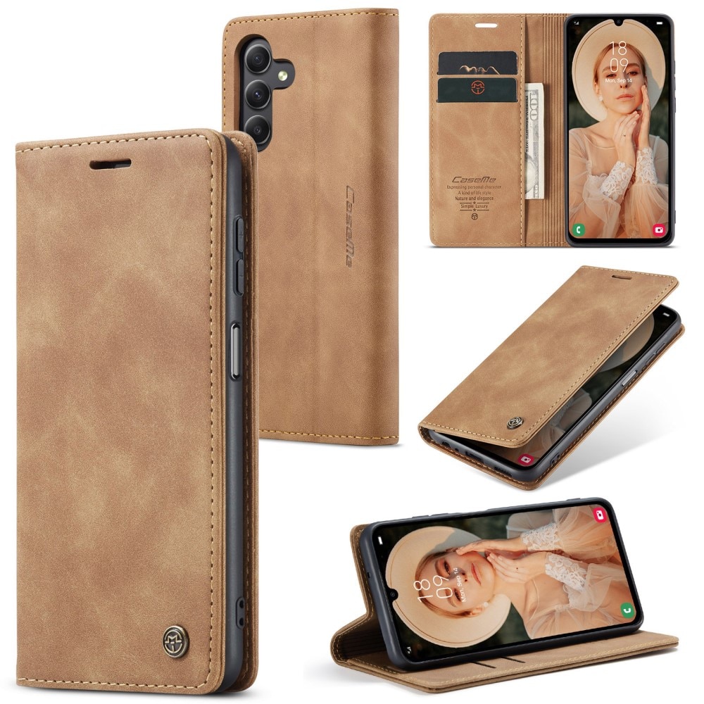 Funda delgada con solapa Samsung Galaxy A15 cognac