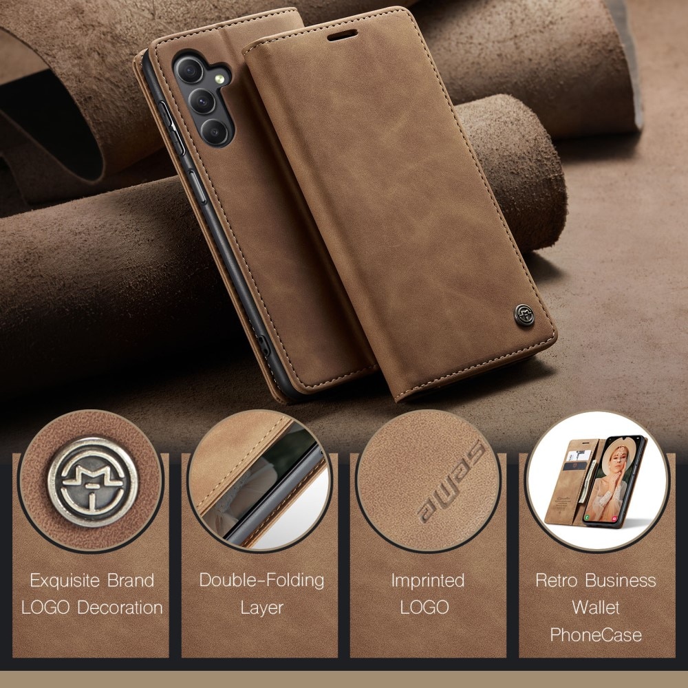 Funda delgada con solapa Samsung Galaxy A15 cognac