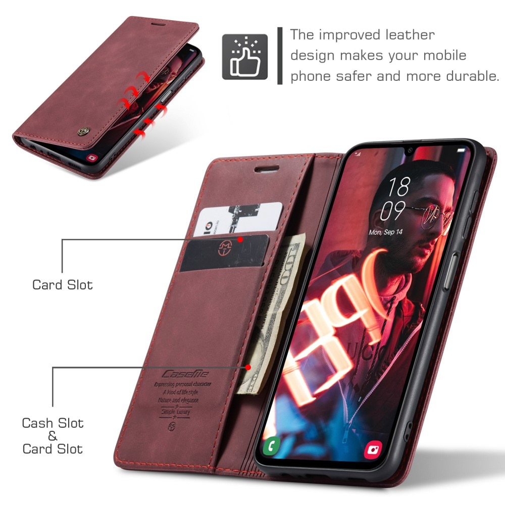 Funda delgada con solapa Samsung Galaxy A15 Rojo