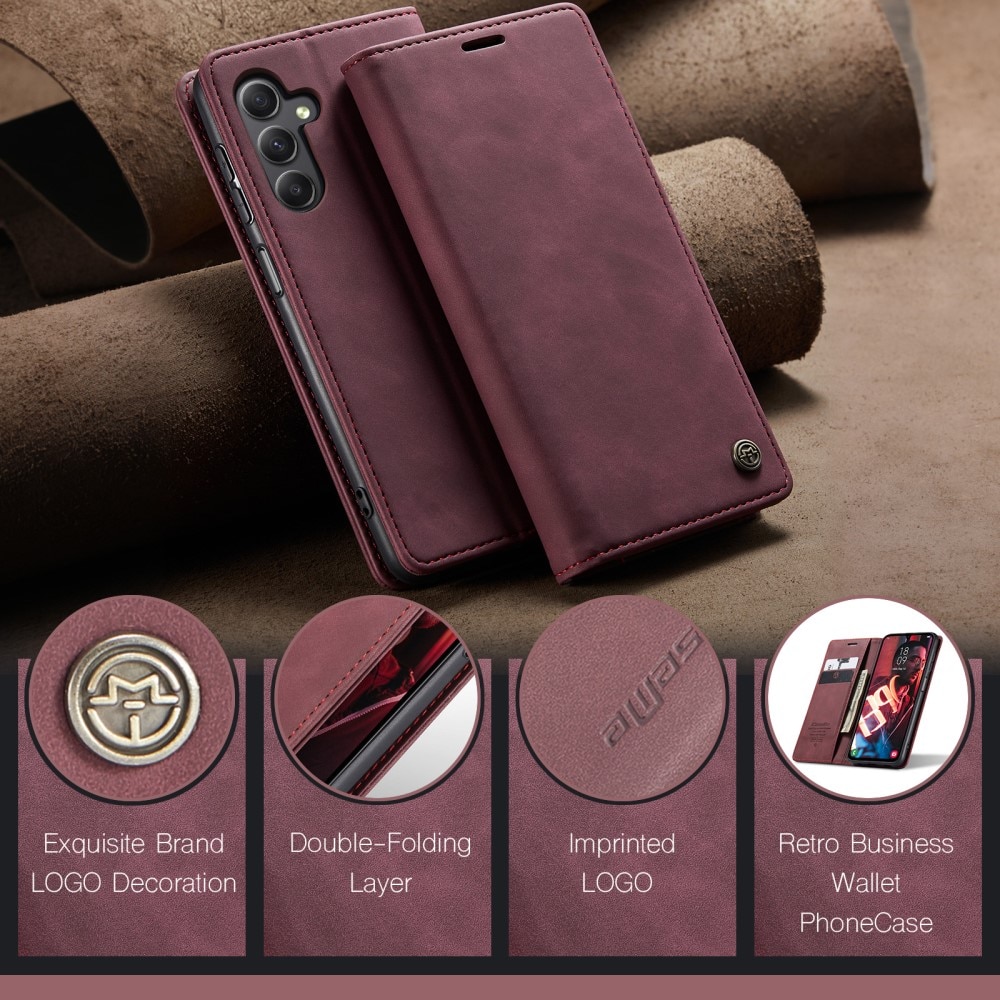 Funda delgada con solapa Samsung Galaxy A15 Rojo