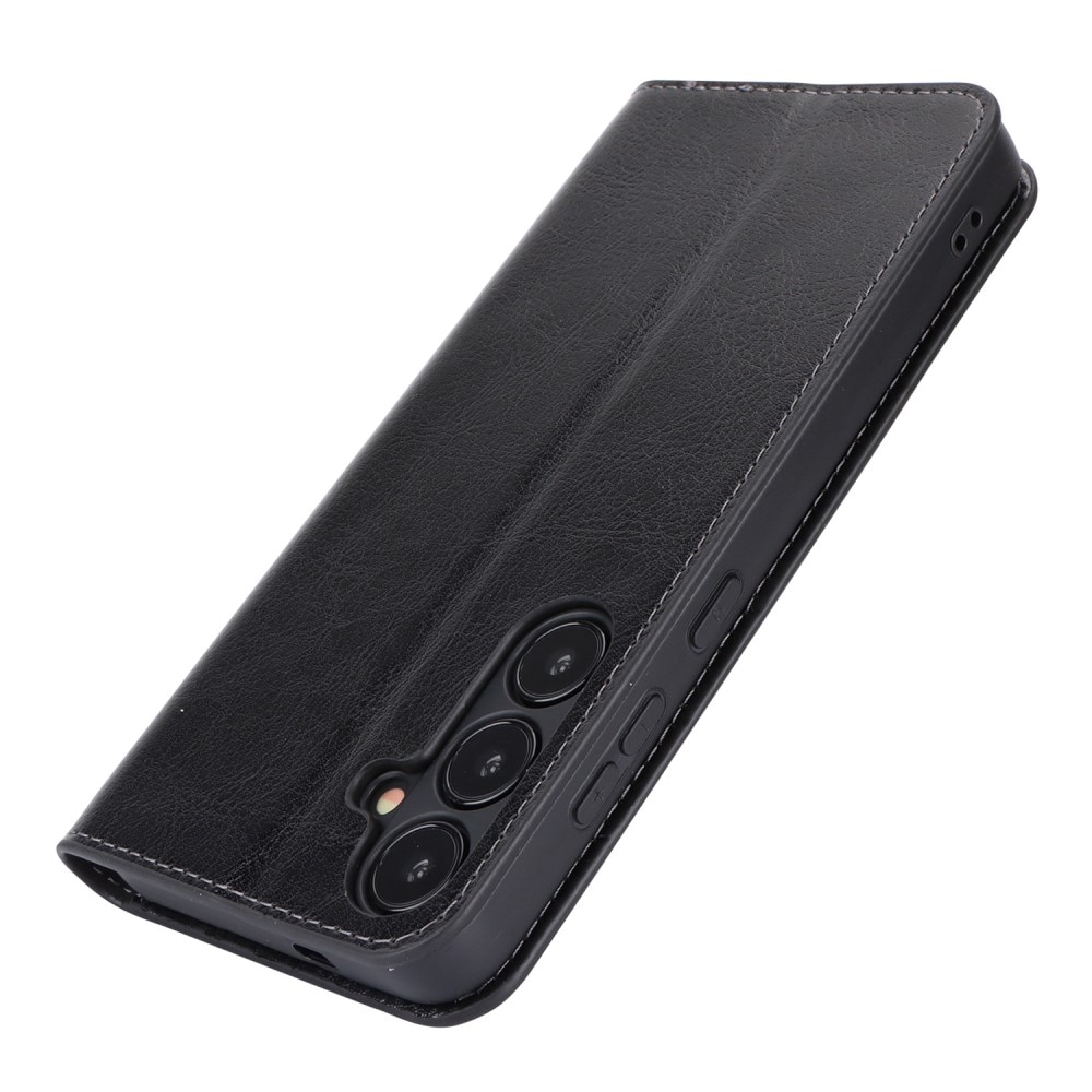 Funda cartera de cuero genuino Samsung Galaxy S24 Plus Negro