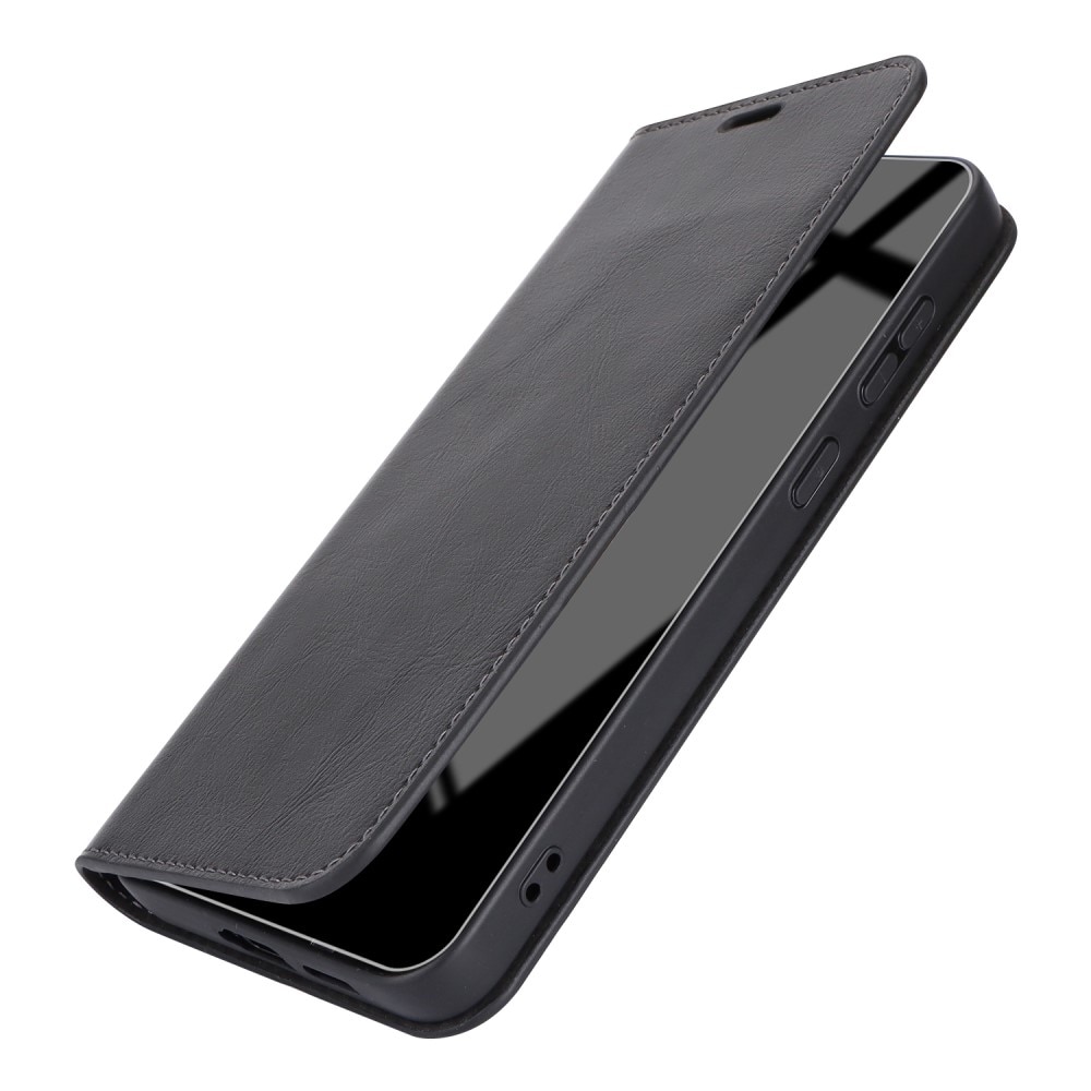 Funda cartera de cuero genuino Samsung Galaxy S24 Plus Negro