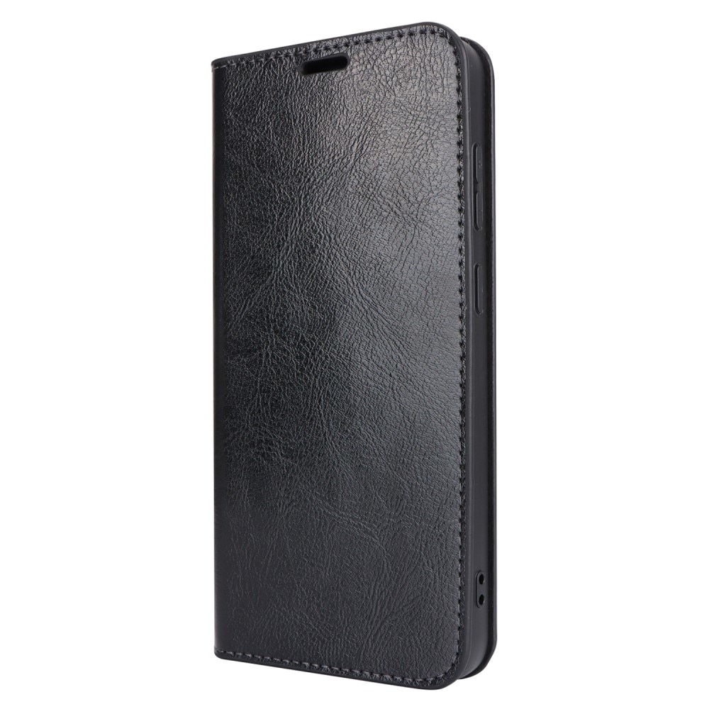 Funda cartera de cuero genuino Samsung Galaxy S24 Plus Negro