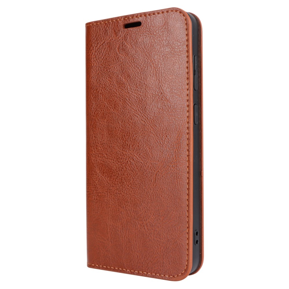 Funda cartera de cuero genuino Samsung Galaxy S24 Plus Marrón