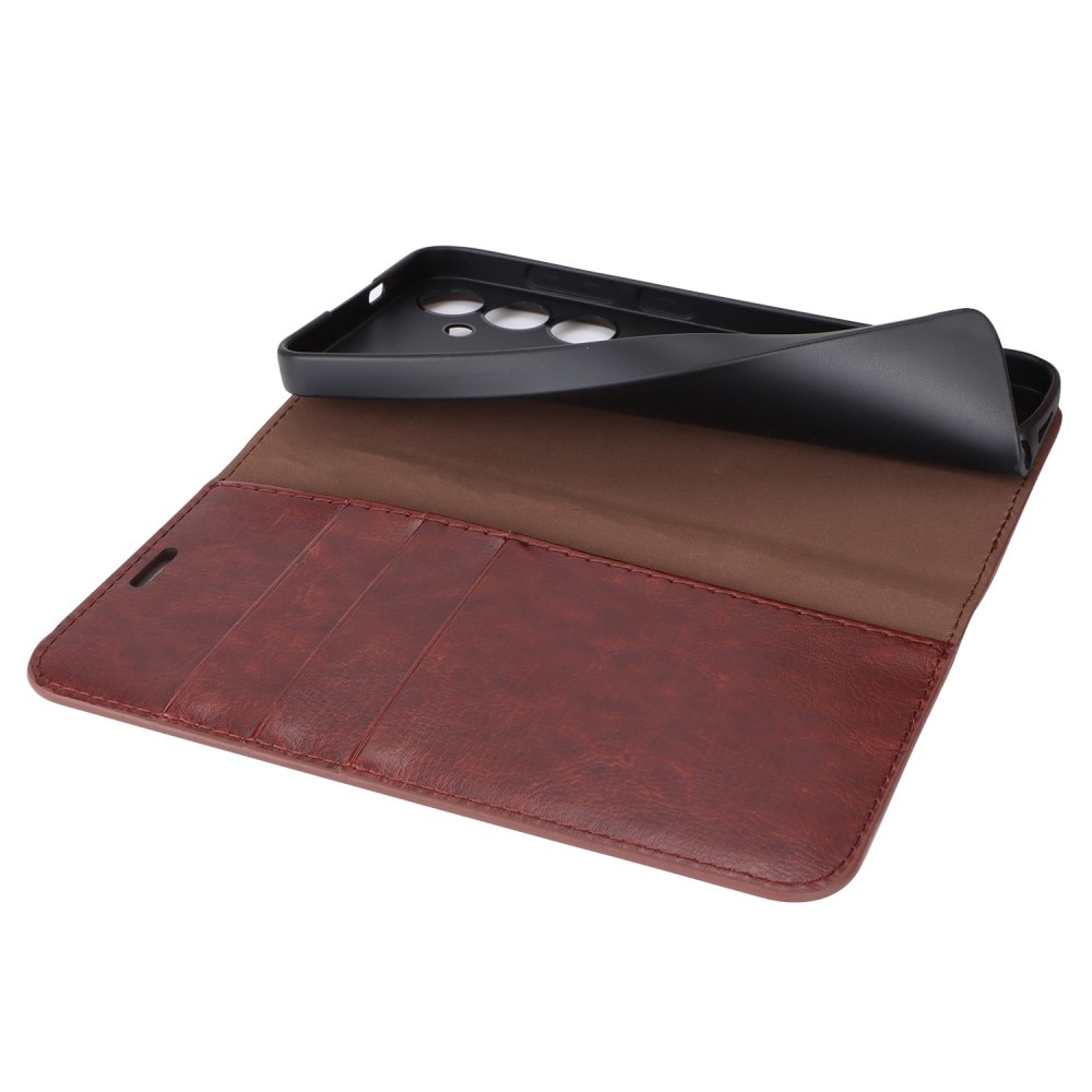 Funda cartera de cuero genuino Samsung Galaxy S24 Plus Marrón oscuro