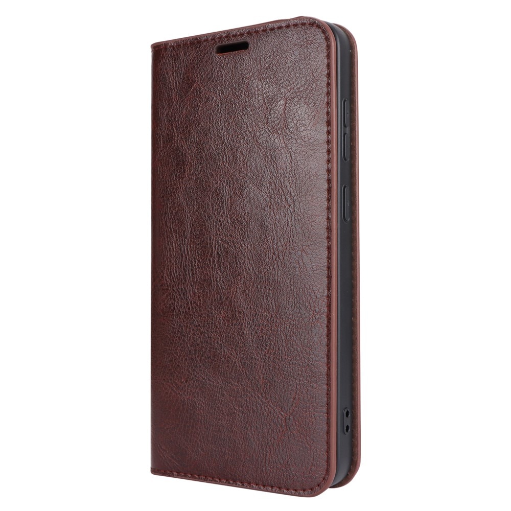 Funda cartera de cuero genuino Samsung Galaxy S24 Plus Marrón oscuro
