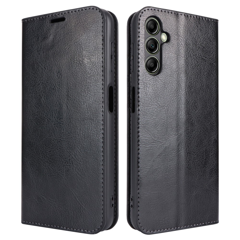 Funda cartera de cuero genuino Samsung Galaxy S25 Edge Negro