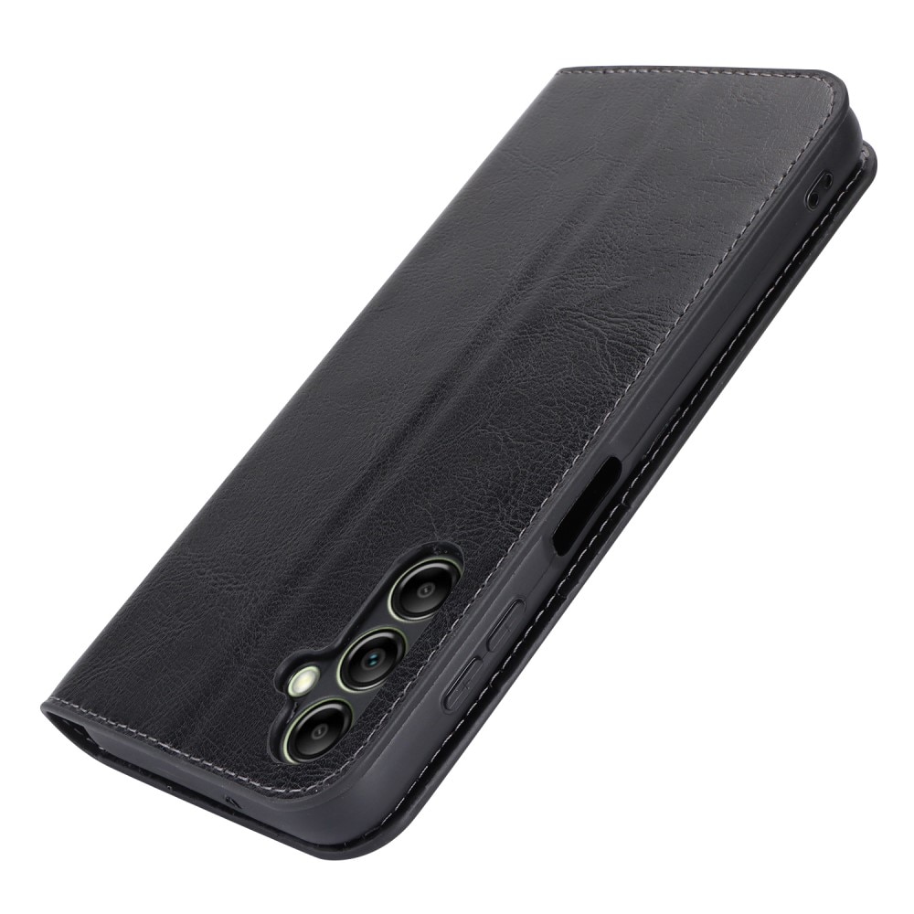 Funda cartera de cuero genuino Samsung Galaxy A14 Negro