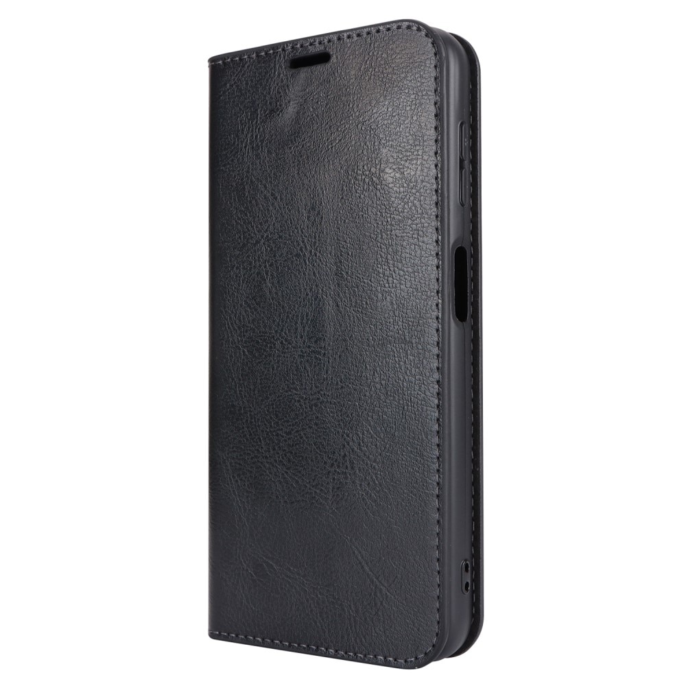 Funda cartera de cuero genuino Samsung Galaxy A14 Negro