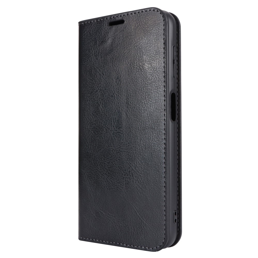 Funda cartera de cuero genuino Samsung Galaxy A14 negro