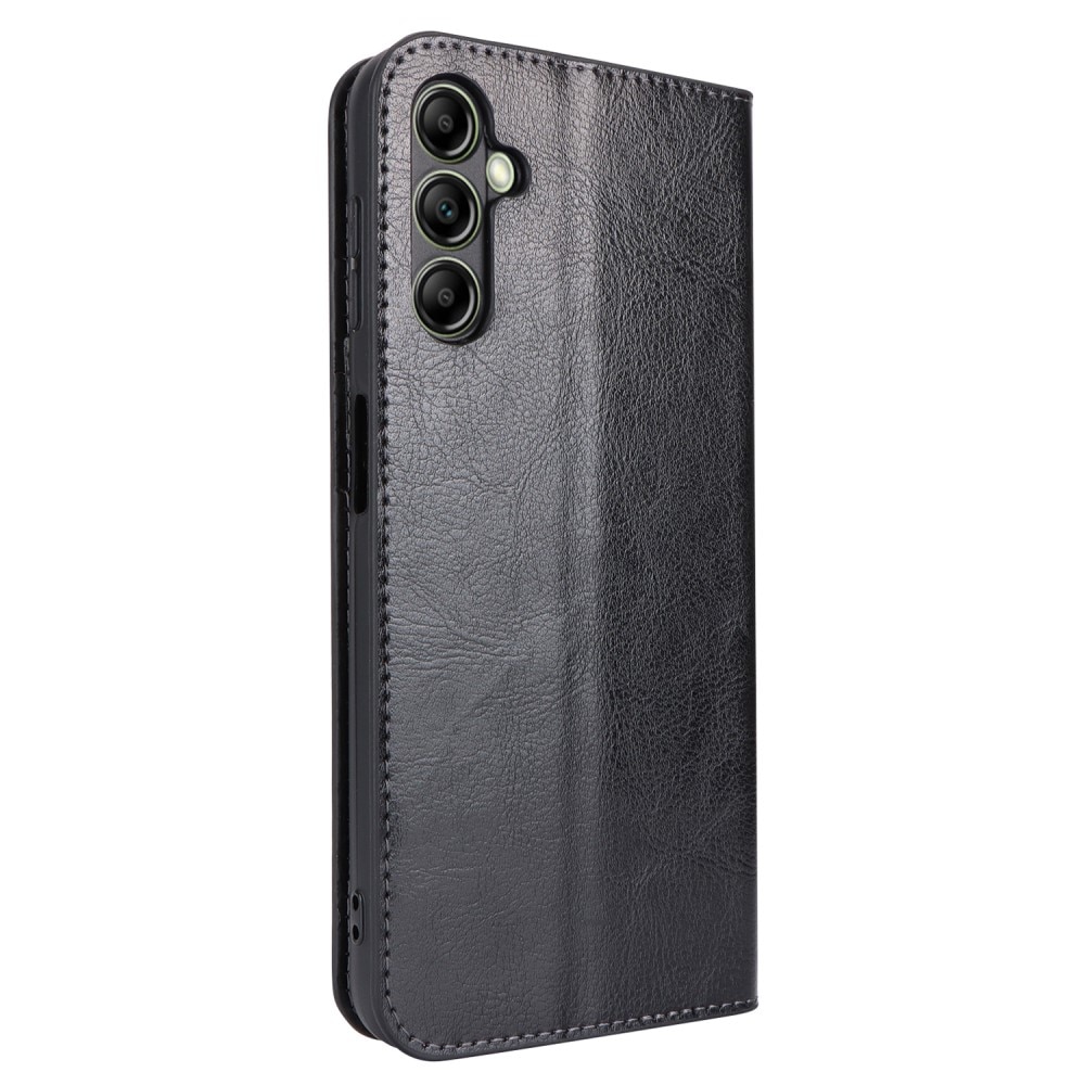 Funda cartera de cuero genuino Samsung Galaxy A14 Negro