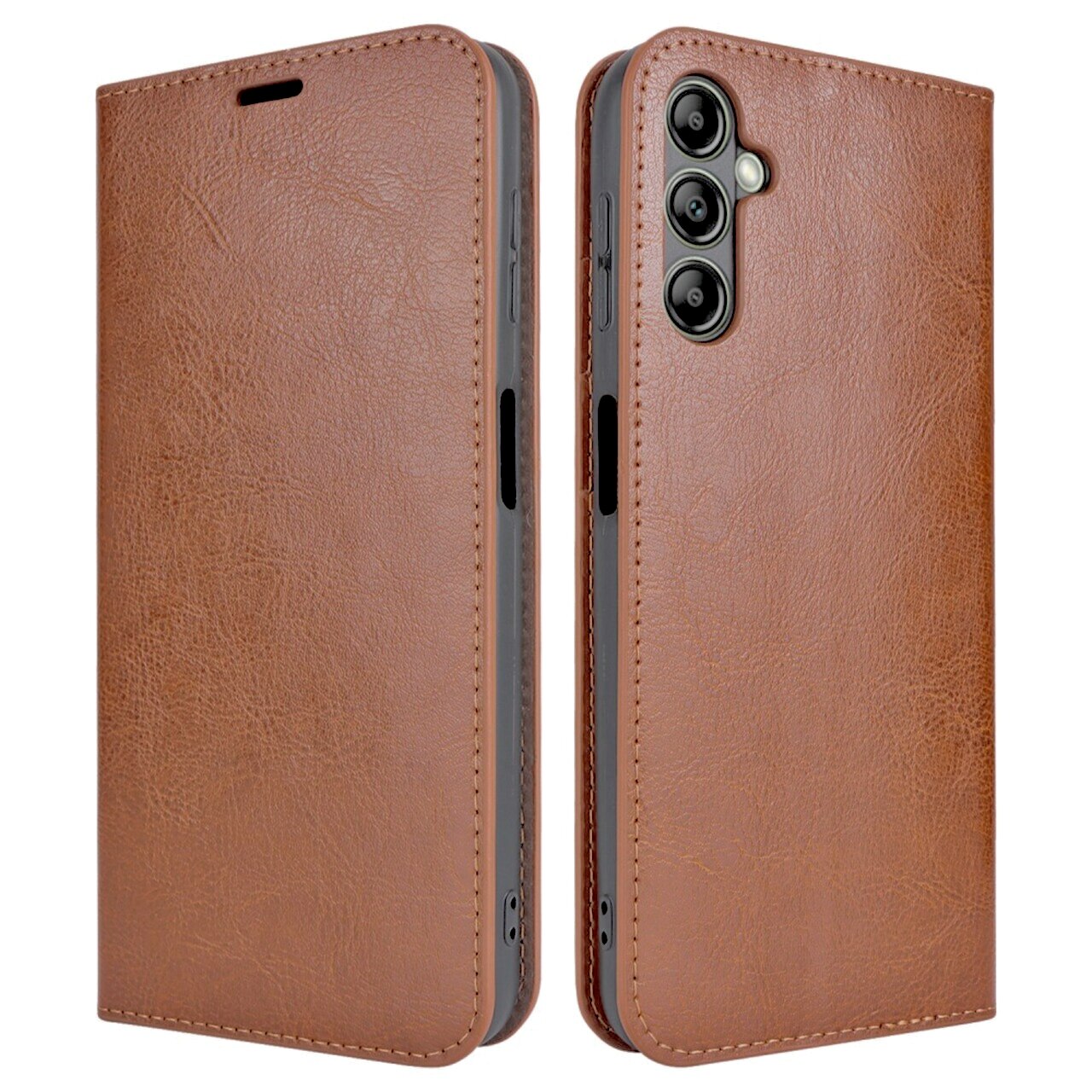 Funda cartera de cuero genuino Samsung Galaxy S25 Edge Marrón