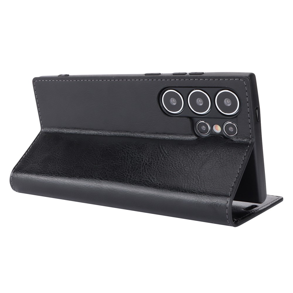 Funda cartera de cuero genuino Samsung Galaxy S24 Ultra Negro