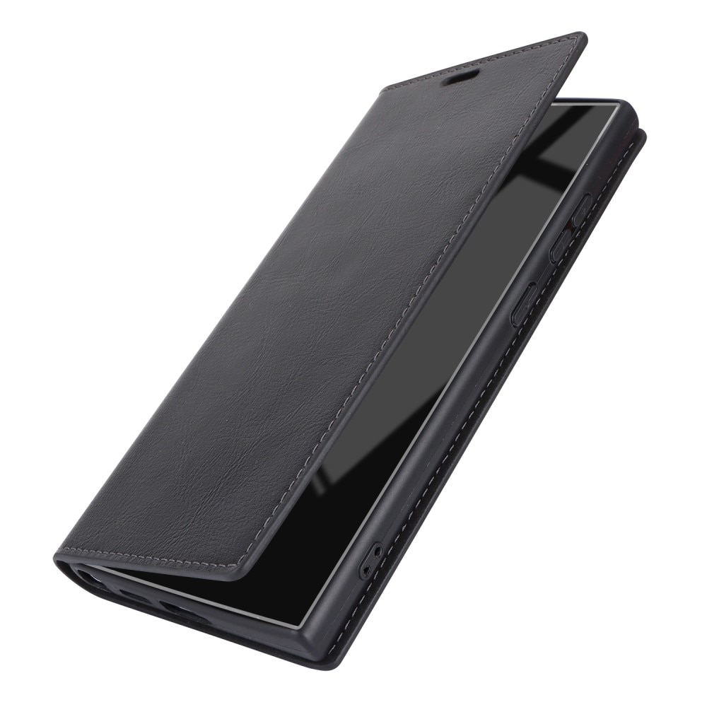 Funda cartera de cuero genuino Samsung Galaxy S24 Ultra Negro