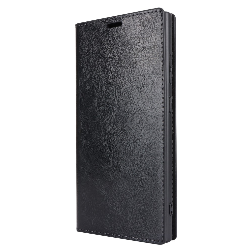 Funda cartera de cuero genuino Samsung Galaxy S24 Ultra Negro