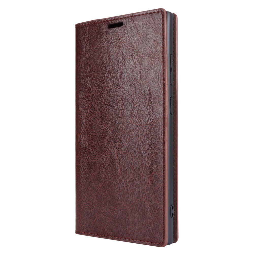 Funda cartera de cuero genuino Samsung Galaxy S24 Ultra Marrón oscuro