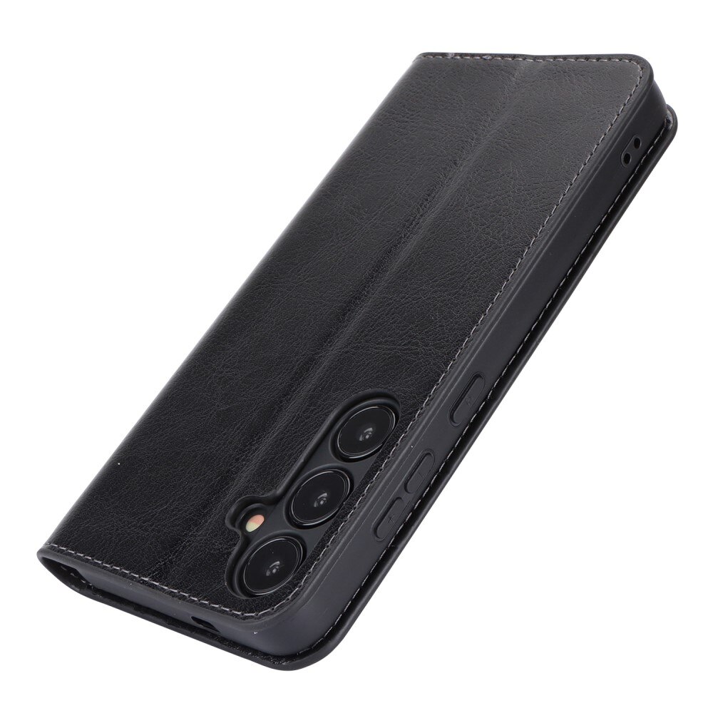 Funda cartera de cuero genuino Samsung Galaxy S24 Negro