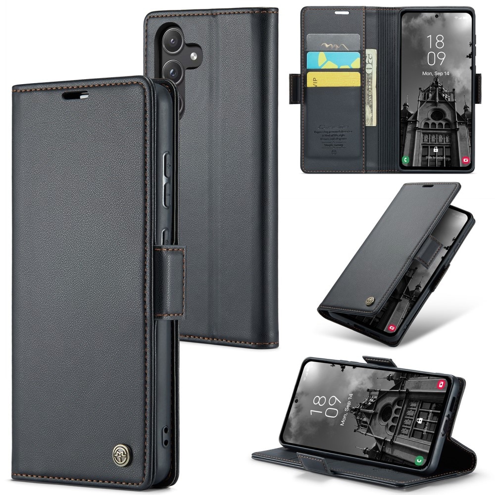 Funda delgada con solapa anti-RFID Samsung Galaxy A55 Negro