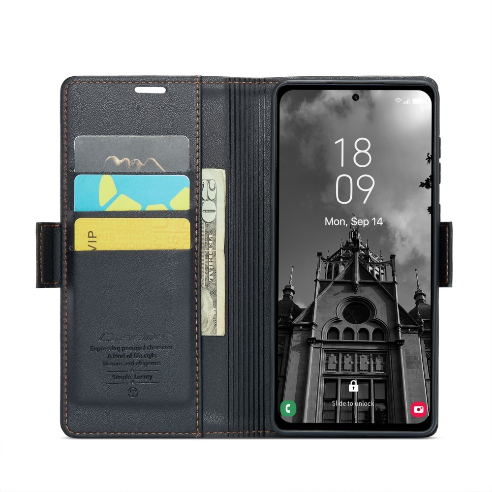 Funda delgada con solapa anti-RFID Samsung Galaxy A55 Negro