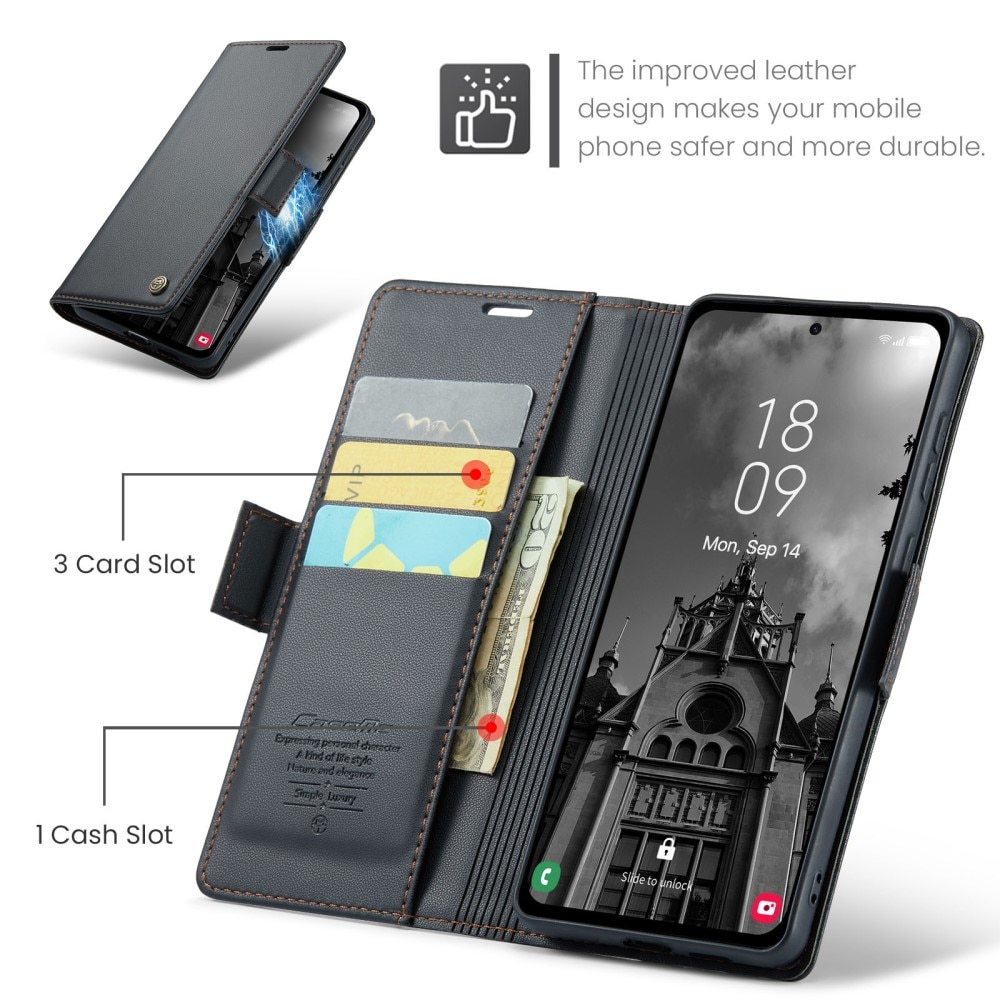 Funda delgada con solapa anti-RFID Samsung Galaxy A55 Negro