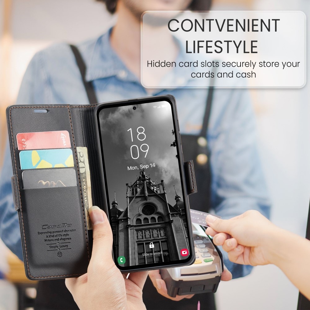 Funda delgada con solapa anti-RFID Samsung Galaxy A55 Negro